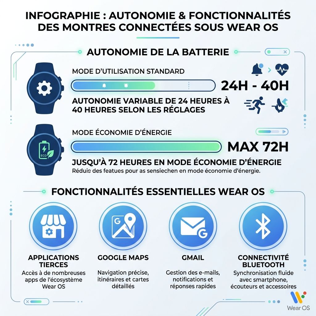 Montre Connectée Wear OS : autonomie
