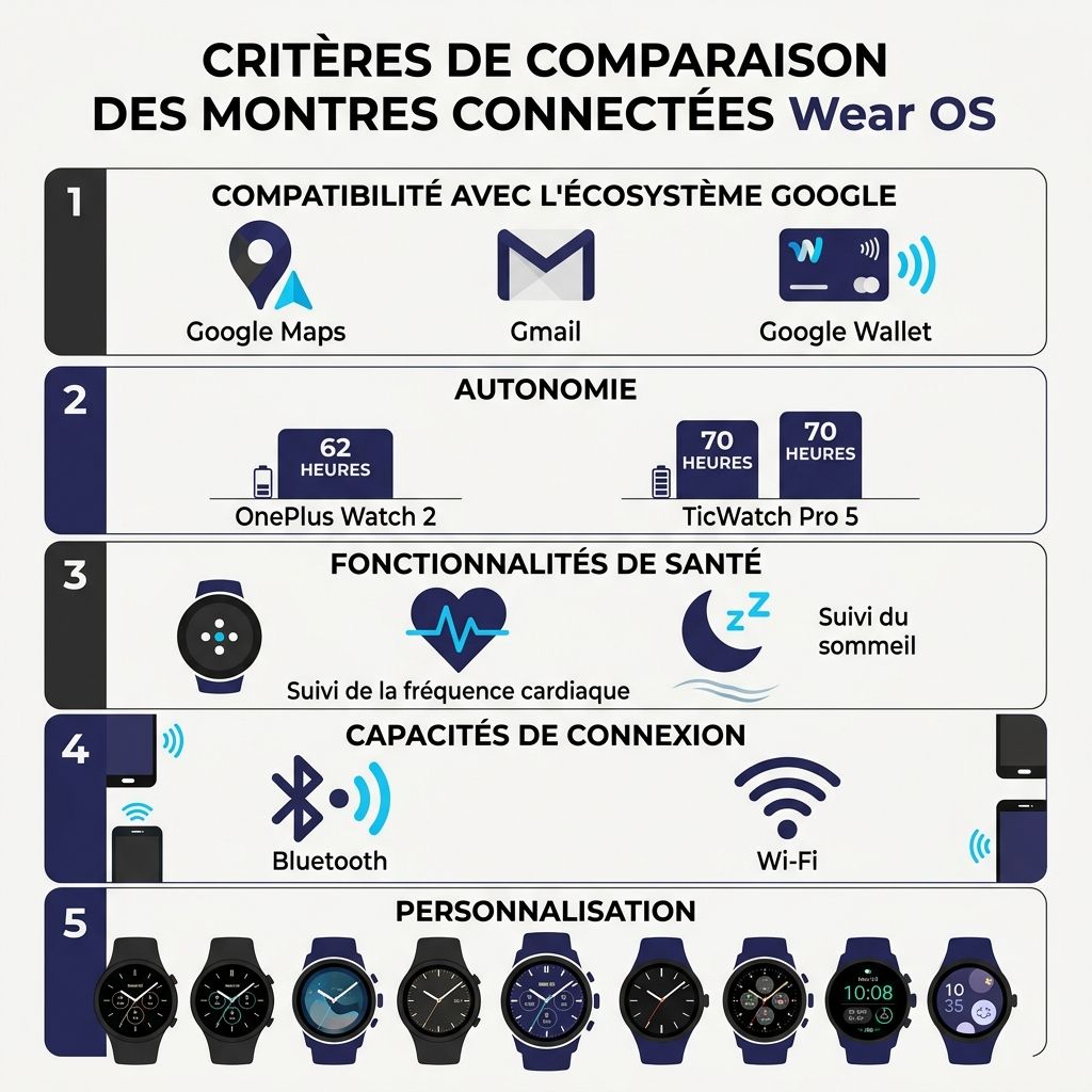 Montre Connectée Wear OS critères pour comparer